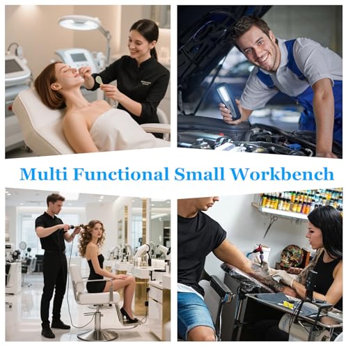 Höhenverstellbarer Tattoo Tablettwagen mit Rädern,Mobile Werkbank,Tattoo-Ständer Rolltablett für Studio,360-Stummem Zubehör Trolley für Salon-und Spa-Dienstleistungen,für Garage,Werkstatt