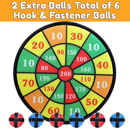 Kids Dart Board Game with 6 Balls Using Hook-and-Loop Fasteners | 11.8 Inches (30 cm) Diameter | Classic Dartboard Game and Safe for Kids (Green and Yellow)