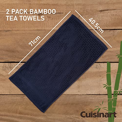 Cuisinart Bamboo Blue Tea Towels for Kitchen Set of 2, Anti-Microbial, Odour Resistant, Absorbent Kitchen Towels - Image 2