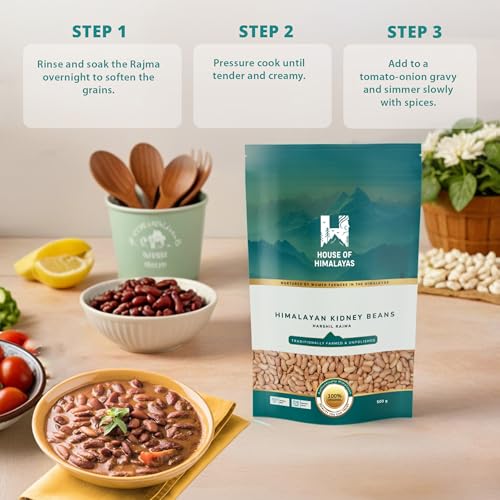 Image of House of Himalayas Harshil Rajma, Authentic Off-White Kidney Beans from Uttarakhand, Quick-Cooking, Creamy Texture, Unpolished, Natural and Chemical-Free, 500g