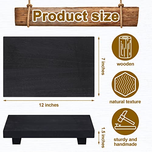 Nuogo Wood Riser Tray Soap, Stand Soap Tray for Kitchen Sink, Wood Pedestal for Kitchen Counter Sink Stand Decorative Rustic Bathroom Dishes Plant Bottles Candles Display(12 x 7 Inch,Black) by Nuogo - Image 7