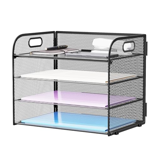 Rangement de documents A4 Marbrasse noir à 4 niveaux pour bureau