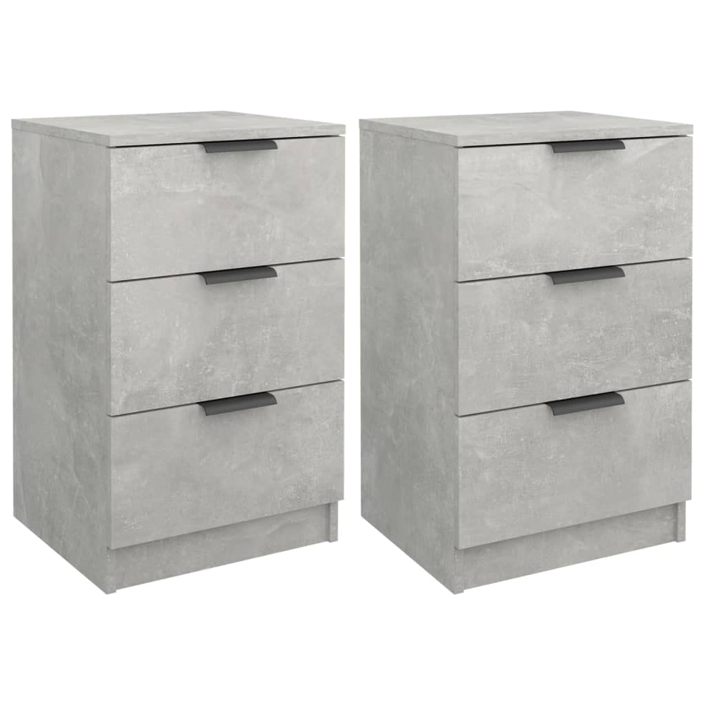 Vidaxl Concrete Grey 2X Bedside Cabinets Bedroom Living Room Furniture Nightstand Bedside End Table Bed Drawer Cabinet Telephone Stand Side Table