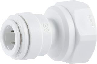 John Guest 3/8 OD x 1/4 NPTF Inch Female Adapter, Push to Connect Plastic Plumbing Fitting, PP451222WP