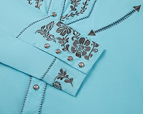 SALVAJE OESTE Embroidered Western Cowboy Shirts for Men Snap Button Long Sleeve Shirt with Western Cowboy Embroidery4