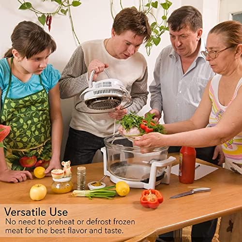 Piekarnik smażycielski Halogen Air, wyjmowana szklana miska, Multikuchenka do prażenia, smażenie, chrupanie, rozmrażanie, pieczenie, parowanie na parze, grillowanie z kontrolem timera i temperatury