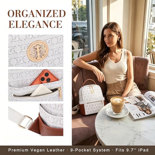 Image of JULIE FERRARO Small Backpack Purse for Ladies Women Fashion Multi Pockets Daypacks with Front Zip Pocket