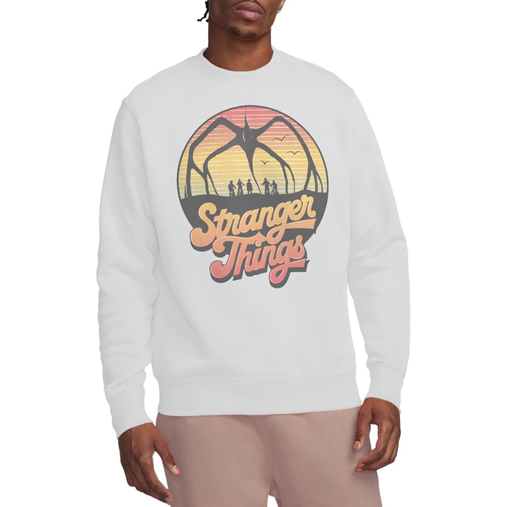 Stranger Things 80's Sunset Mindflayer Sweatshirt White Unisex Adulto