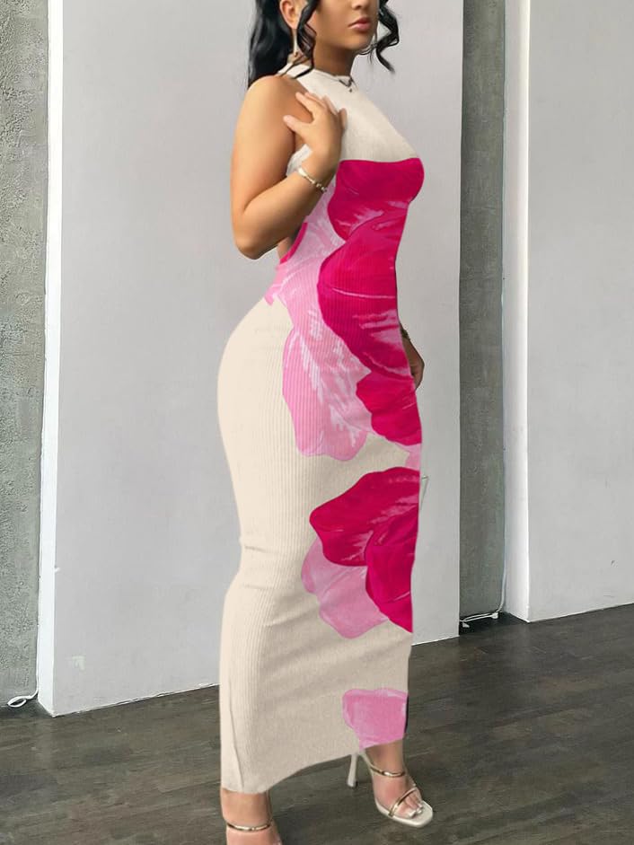 Image of Nimsruc Women Summer Sexy Bodycon Maxi Dress Casual Long Dresses