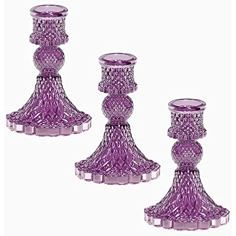 3PCS Taper Glass Candle Holders for Candlestick Candles, Decorative Candle Stick Holders for Pillar Candles, Candle Holders for Formal Events, Wedding, Holiday, Table Centerpiece Cover