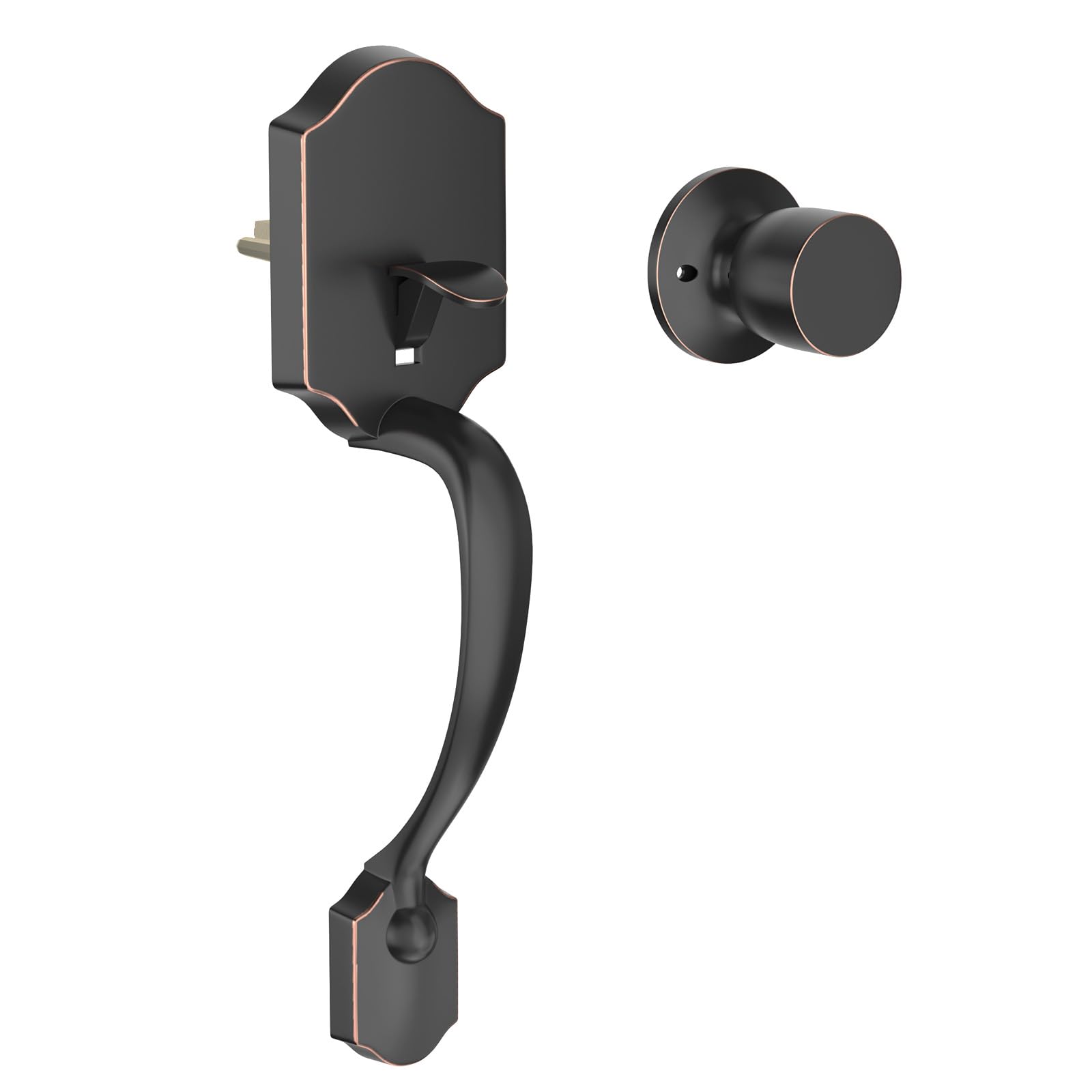 HOSOM Front Door Handle Set, Exterior Door Handle with Door Knob, No Lock, Entry Door Handleset for Right & Left-Handed Doors, Oil Rubbed Bronze