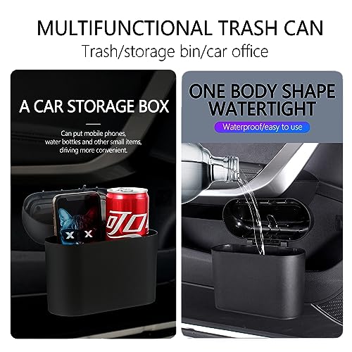 Image of Car Bin with Lid and Trash Bags, Leakproof Mini Car Accessories Trash for Home(Black)