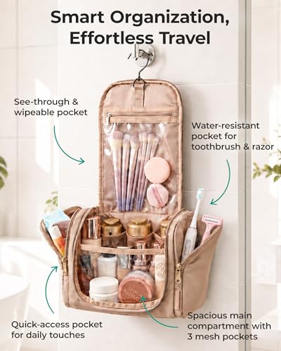 BAGSMART Puffy Hanging Toiletry Bag
