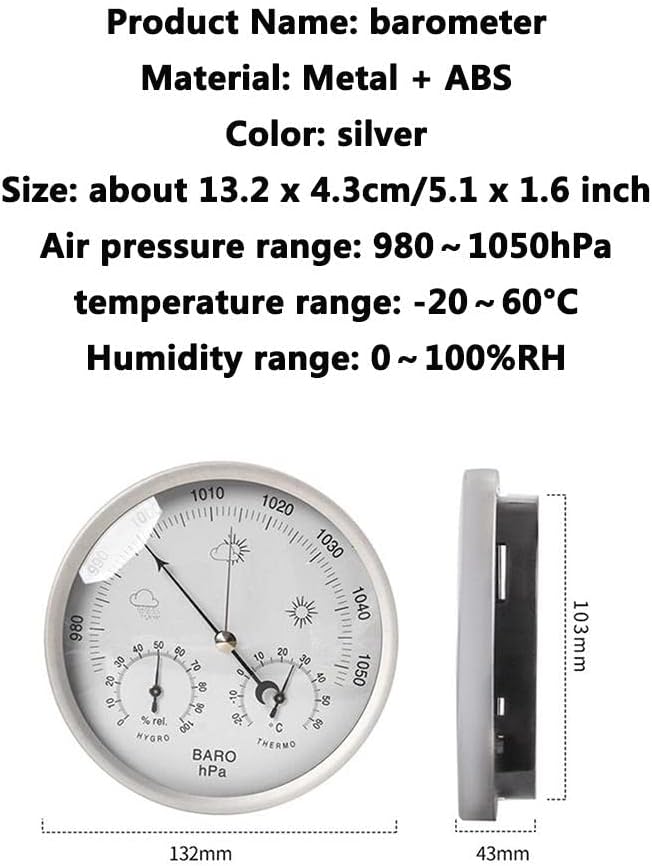 JINYISI Barometer,Thermometer,Hygrometer,barometers for The Home,barometers Weather Instruments,Outdoor barometers for The Garden