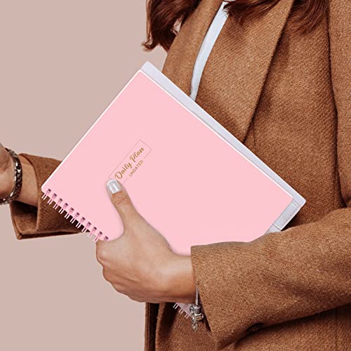 Daily Planner Undated - To Do List Notebook , 7" X 9" Hourly Schedule Calendar Planner Meal, Day Planner Appointment Book With Pocket, Flexible Cover #TOP1