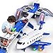 Airplane Toy Race Track Kids Toys, Foldable 4 Layer Toddler Car Track Playset, Toy Plane Transport Car Carrier & 6 Race Cars, Toddlers Toys Birthday Xmas Gifts for Age 3 4 5 6+ Years Old Boys Girls