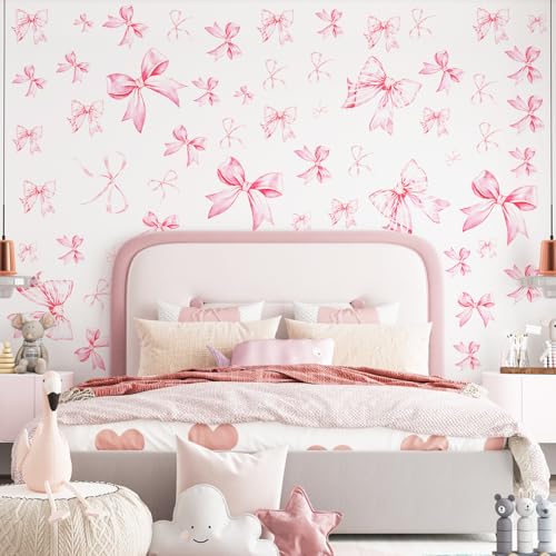12 láminas de stickers decorativos de pared con lazo rosa miniatura 2