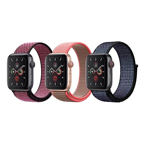 MARGOUN Nylon Sport Band for Apple Watch 49mm 45mm 44mm 42mm, Soft Replacement Strap for iWatch Series 8/ultra/7/6/ SE/ 5/4/3/2/1 (3 pack 2)