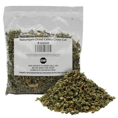 Naturejam Dried Celery Cross Cut - 4-ounce pack of for Cooking - Perfect Cut Celery for Kitchen or Camping Cooking & Soup mix