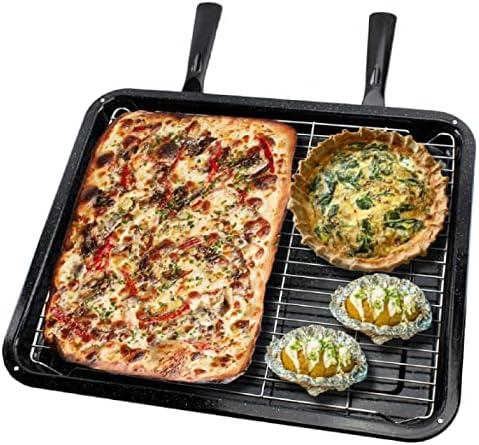SPARES2GO Extra Large Grill Pan, Rack & Dual Detachable Handles for Bosch Oven Cookers