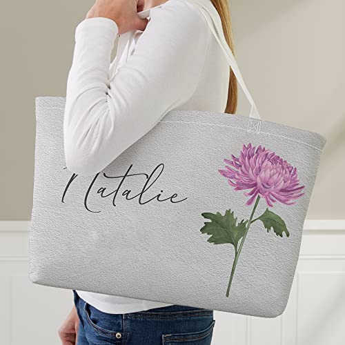 Personalization Universe Birth Month Flower Personalized Tote Bag2