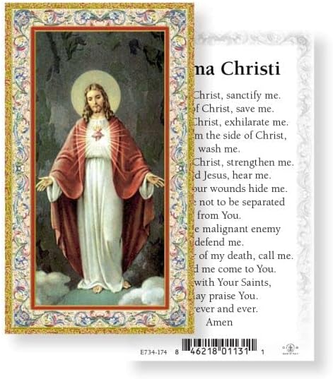 Anima Christi LAMINATED Holy Card (5-pack) with Two Free Prayer Cards Included