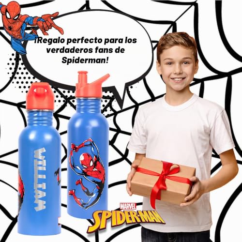 Botella Spiderman acero inoxidable 700ml infantil cantimplora azul sin BPA reutilizable 6