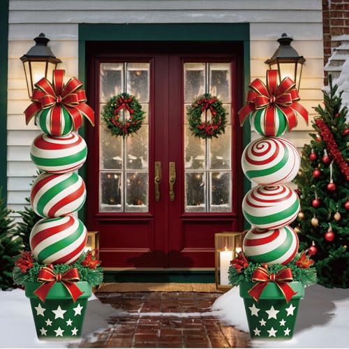 33 Christmas Decorations Outdoor Candy Christmas Decorations 2ct Large Tall Outdoor Stake Signs 4 Interlocking PP Panels with H-Brackets Fiberglass Rods for Lawn Pathway Xmas Party