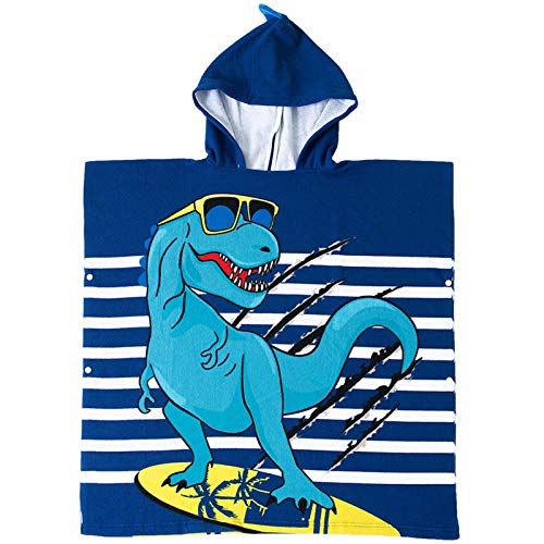 NovForth Dinosaur Bath Towel for Toddler Boys, Pool Hooded Towel for Kids, Hooded Bath Beach Towel Poncho for Bath/Pool/Beach Swim Cover