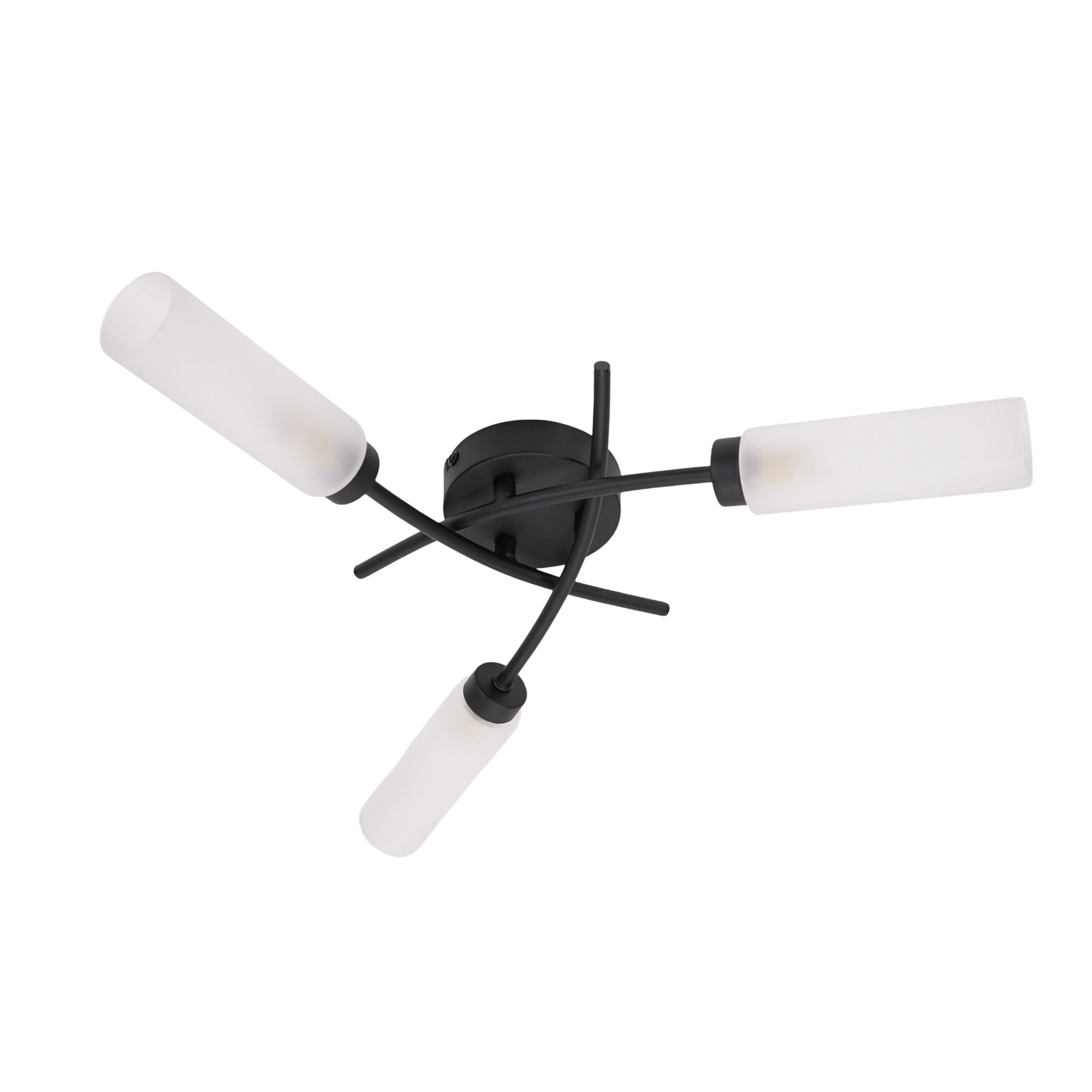 Valuelights Black Maya 3 Way Curved Cross Over Flush Ceiling Light With Led Bulb In
