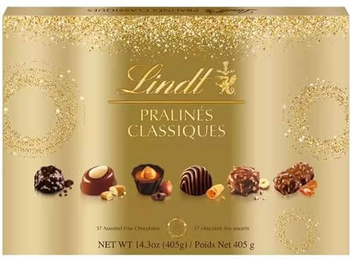 Lindt Pralinés Classiques Gift Set 405g – 37 Assorted Fine Chocolates in Dark, Milk & White – 6 Exquisite Varieties – Premium Swiss Chocolate – Quality Guaranteed & Sustainably Sourced Cocoa
