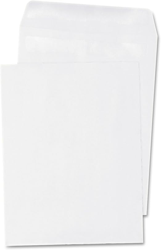 Universal Self-Stick Open End Catalog Envelope, #1, Square Flap, Self-Adhesive Closure, 6 x 9, White, 100/Box
