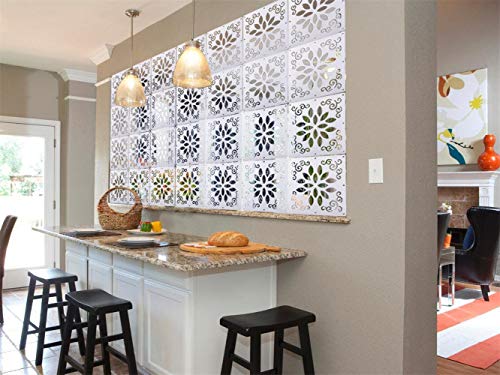BMIDRUT 12Pcs/Set Hanging Room Divider White DIY Panel Screens Partition Wall Dividers Room Decorative with All Accessories 11.4x11.4 Inch (M5)