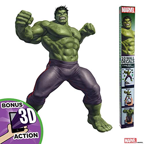 Decalcomania Marvel 10-Pc Incredible Hulk 25" x 32" Wall Decal With 3D Augmented