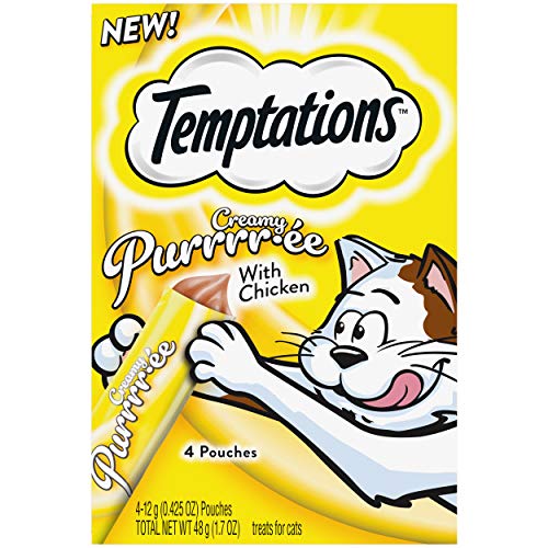 TEMPTATIONS Creamy Purrrr-ée with Chicken Cat Treats, (44) 1.7oz Pouches