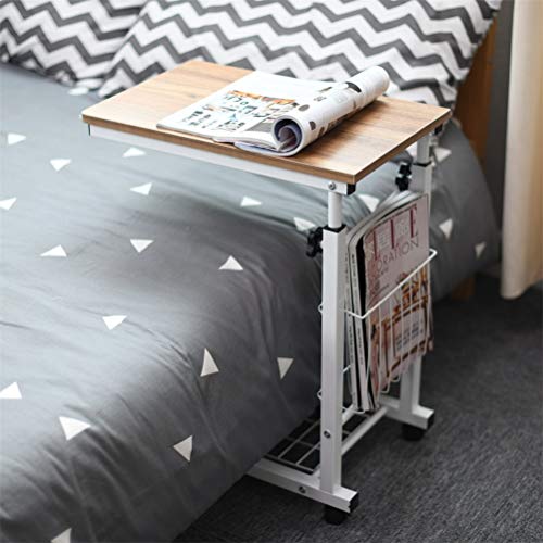 sogesfurniture Mesa de Ordenador Portatil Mesa Auxiliar con Ruedas, Altura Ajustable, Mesas de Centro Escritorio Compacta para Cama o Sofá, 48x30x56 76 cm, Roble BHEU C6 OK