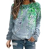 Zldhxyf Kleidung Damen Rot Damen-Oberteile, bedruckter Langarm-Pullover, lässiges Rundhals-Sweatshirt, lockere, Bequeme Pullover-Blusenoberteile Sommerbluse Damen Locker