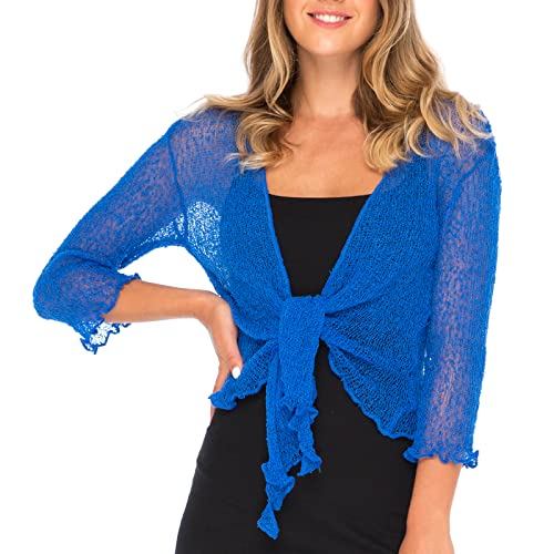 Image of Back From Bali Womens Sheer Shrug Cardigan Lightweight Knit