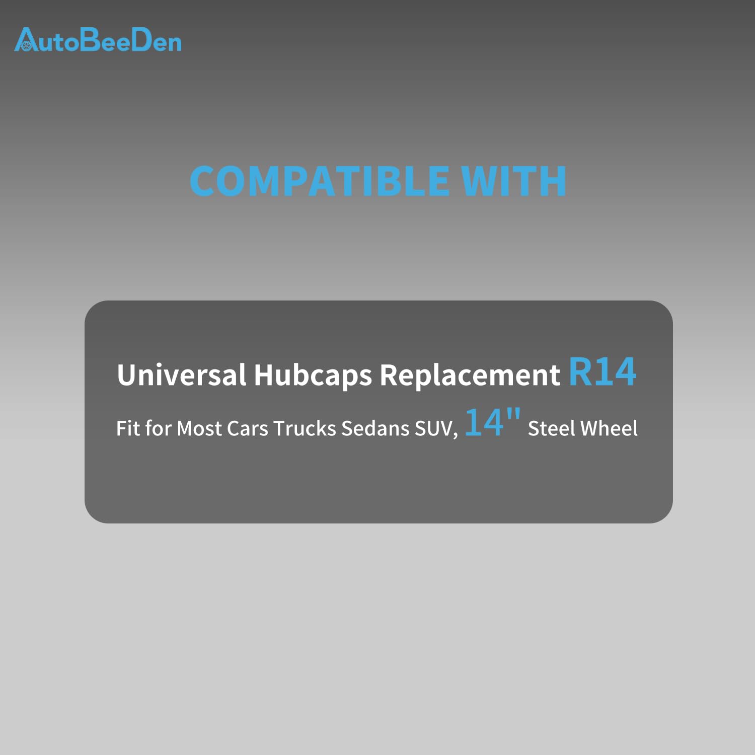Lot de 4 enjoliveurs universels pour roues de 14" (35,5 cm) (argenté, 14")