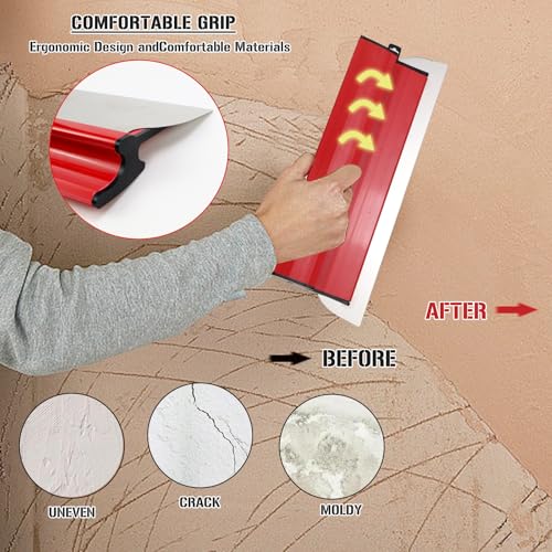 AFAIK Flächenspachtel 40cm Edelstahlklinge Spachtel Werkzeug Spachtel Werkzeug mit Ergonomischem Z-Griff für große Arbeitsbereich Wand Dekoration Bau Werkzeug
