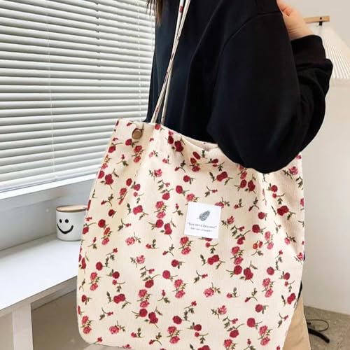 Bolso tote grande de lona para mujer con bolsillos interiores miniatura 3