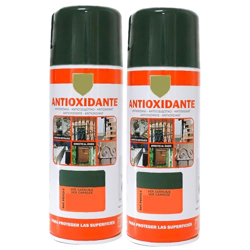 various-Pintura Spray Antioxidante Verde Carruaje 400 Ml para las Superficies de Metal, Hierro y Aluminio,Pack de 2 Unidad