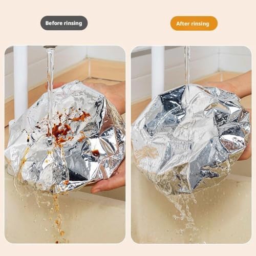 50pcs Repeatable Aluminium Foil Film Insulation Cover,Aluminum Foil Food Covers,Kitchen Fresh-Keeping Insulation Film,Reusable Elastic Bowl Covers,Adjustable Food Storage Covers for Kitchen - Image 5