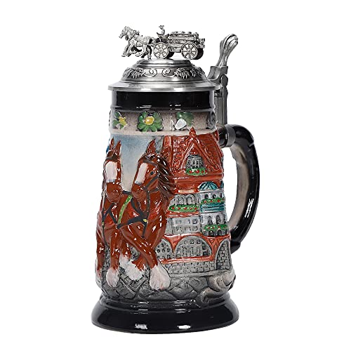 0,85L Bierkrug mit Matel Zinndeckel Stanley Steel Germany Oktoberfest Bierkrug Adler Bierkrug Trinkglas Horn Kaffeebecher Stine Weihnachten Ornamente Tasse Broeder Pferd Portawrap Thermoskanne Cover