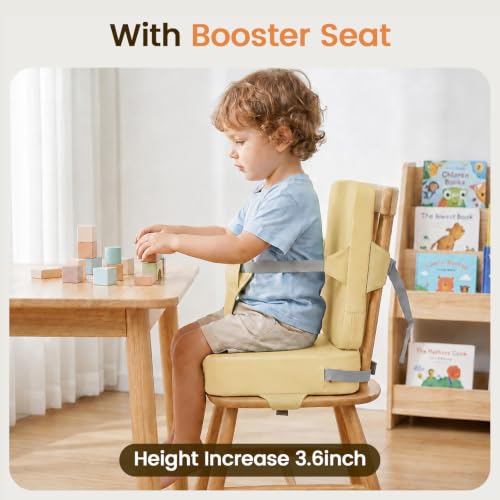 Image of Booster Seat for Kitchen Chair for Toddlers, Kitchen Chair Booster Cushion | Toddler Booster Seat for Dining Table with Backrest & Adjustable Straps, Non-Slip Portable Travel Cushion, Khaki
