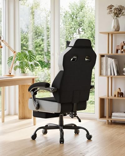 Image of GTPLAYER Big & Tall Gaming Chair, 90-155 Adjustable Reclining Office Seat with Footrest, Ergonomic Comfy Computer Desk Chair for Adults, Home Office Gaming Study Use, Black & LightGray
