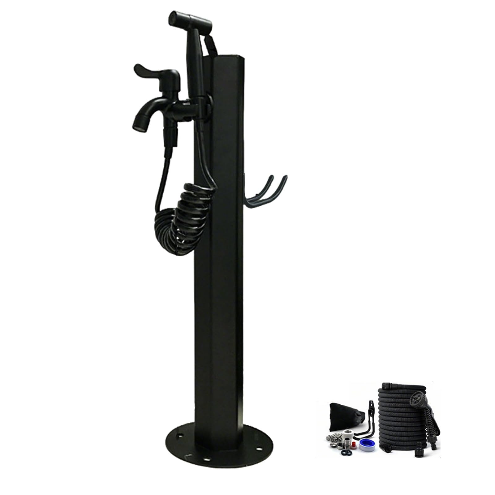 Outdoor Vertical Garden Water Column 24in, 304 Stainless Steel, Outdoor Water Faucet with Sprinkler Head, Yard Hydrant for Irrigation Washing(Black)