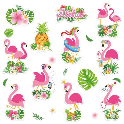 Imanes decorativos de flamenco rosa para refrigerador, pack 21