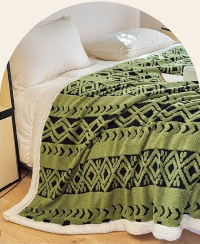 Couverture douce de bureau et dortoir jeté de canapé vert - 7