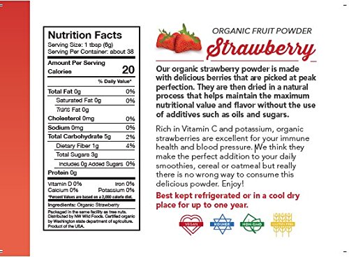 Miniatura 2 de Northwest Wild Foods Fruta de fresa orgánica en polvo dulce antioxidante saludable fruta seca pura cosechada a mano natural - en batidos, avena,